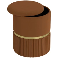 HOMCOM Velvet-Feel Storage Ottoman - Brown(m-10)