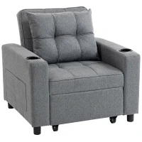 HOMCOM 3-in-1 Single Sofa Bed, Convertible Sleeper Chair Bed - Dark Grey(m-1)