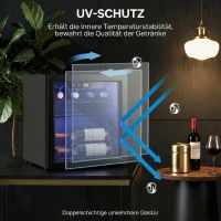 HOMCOM Weinkühler für 12 Flaschen, 36 L Kapazität, 4–16°C, Unterbau Kühlschrank für Getränke und Bier, mit Glastür, LED-Licht(m-8)