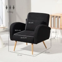HOMCOM Teddy Fleece Accent Chair - Black(m-3)