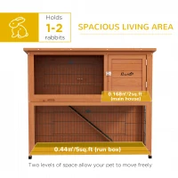PawHut Two-Tier Antiseptic Wood Rabbit Hutch, 102cm Guinea Pig Hutch with Run - Orange(m-5)