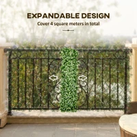 Outsunny 2pc Expanding Garden Trellis, 2 x 1m Faux Decorative Privacy Fence with Artificial Leaves, Privacy Screen Greenery Walls for Garden Balcony, Eucalyptus Leaves(m-4)
