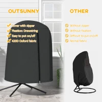 Outsunny 190 x Φ128cm Hanging Egg Chair Furniture Cover - Black(m-5)
