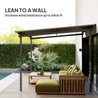 Outsunny 3 x 3(m) Garden Pergola with Waterproof Metal Roof, Lean to Pergola Hardtop Gazebo, Wind-resistant Outdoor Sun Shade, Easy to Assemble(m-6)