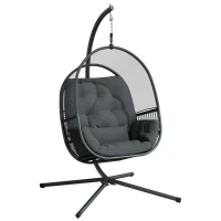 Outsunny Hanging Egg Chair, with Cushion - Dark Grey(m-10)