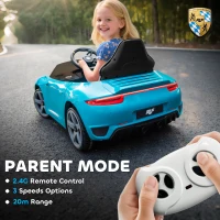 AIYAPLAY Kids Electric Car, 12V Licensed RUF GT Ride on Car with Suspension, Remote Control, Music, for 3-5 Years, Blue(m-5)