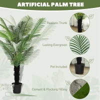 HOMCOM 175cm Artificial Areca Palm Tree with 16 PE Leaves, Decorative Artificial Plant with Plastic Pot and Flocked Soil, Fake Plant for Home Office Decor, Green(m-4)