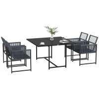 Outsunny Five-Piece Metal Dining Set, with Folding Back Chairs, Dark Grey(m-10)