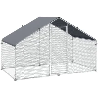 PawHut Galvanised Walk In Chicken Coop Hen House w/ Water-Resist Cover, 3 x 1.7 x 1.9m(m-1)