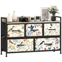 HOMCOM 5-Drawer Chest of Drawers - White(m-10)
