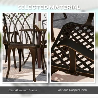 Outsunny 5 Pieces Garden Dining Set for 4, Cast Aluminium Outdoor Dining Set with 4 Armchairs and Round Dining Table with Parasol Hole, Garden Furniture Bistro Set, Bronze Tone(m-7)