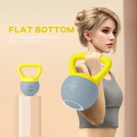 SPORTNOW 4KG Soft Kettlebell, Kettle Bell with Non-Slip Handle for Home Gym, Weight Lifting, Strength Training, Yellow/Grey(m-6)