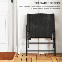 Outsunny Set of Two Folding Rattan Seat Chairs - Black(m-6)