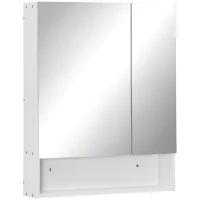 kleankin Bathroom Cabinet with Mirror, Wall Mounted Bathroom Mirror Cabinet with Adjustable Shelf, 2 Doors Storage Cupboard, White(m-10)