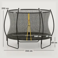SPORTNOW 8ft Outdoor Trampoline with Enclosure Net, Spring Cover, Black(m-3)