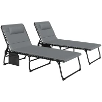 Outsunny Set of Two Reclining Sun Loungers - Charcoal Grey(m-10)