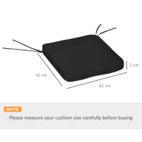 Outsunny Set of 6 Chair Cushion Seat Pads Dining Chair w/ Straps Indoor Outdoor Removable Tie On Garden Patio, Black(m-3)