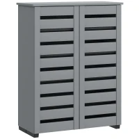 HOMCOM Narrow Shoe Cabinet for Entryway, 5-Tier Slim Shoe Storage Cabinet with 2 Slatted Doors and Adjustable Shelves Grey(m-10)
