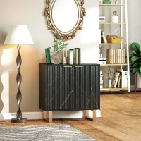 HOMCOM Elegant Storage Sideboard - Black/Gold-Tone(m-2)