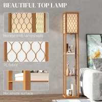 HOMCOM Three-Shelf Standing Lamp - Natural(m-4)