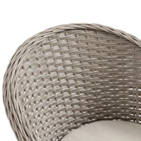 Outsunny 4 Seater Rattan Garden Furniture Set with Cushions, Round PE Rattan Dining Set with Glass-Top Table, Umbrella Hole, Outdoor Garden Table and Chairs, Mixed Grey(m-9)