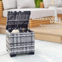 Outsunny Set of 2 Rattan Storage Ottoman, Outdoor Footstool with Removable Cushions, Garden Storage Seat for Balcony, Porch, Living Room, Dark Grey(m-4)
