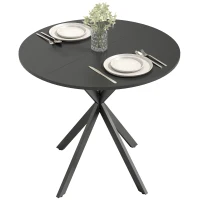 HOMCOM Runder Küchentisch, 80 cm, kompakte Tischplatte, Spanplatte, Metall, Schwarz(m-11)