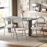 HOMCOM Set of Four Folding Corduroy Seat Chairs, Cream(m-2)