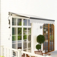 Outsunny 2.5 x 2m Electric Awning with Remote Controller, Aluminium Frame DIY Retractable Awning, UV30+ Sun Shade Canopy for Garden Patio Deck Door Window, Light Grey(m-9)