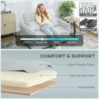HOMCOM 2 Seater Sofa Bed, 3-in-1 Convertible Sleeper Sofa with Click-clack Adjustable Backrest and 2 Pillows, Light Grey(m-6)