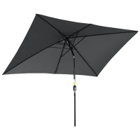 Outsunny 3x2m Garden Parasol Umbrella with Aluminium Pole, Tilt and Crank, Rectangular Outdoor Table Parasol Sun Shade for Patio, Black(m-10)