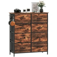 HOMCOM Chest of Eight Fabric Drawers - Rustic Brown(m-10)