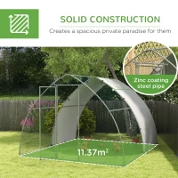 PawHut Galvanised Outdoor Chicken Coop, with Cover, for 8-12 Chickens, Hens, Ducks, Rabbits, 3 x 3.8 x 2.2m - Silver Tone(m-6)