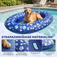 PawHut Aufblasbares Schlauchboot Hunde Faltbare Schwimmende Wassermatte Hund mit Griff für Hunde bis 40kg 155x104x25cm Blau(m-4)