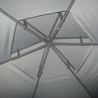 Outsunny 3 x 3(m) Hexagon Gazebo Patio Canopy Party Tent Outdoor Garden Shelter w/ 2 Tier Roof & Side Panel - Grey(m-8)