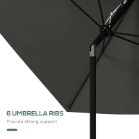 Outsunny 3 x 2 m Garden Parasol Umbrella with Aluminium Pole, UPF 50+ Rectangular Outdoor Table Parasol Sun Shade with Crank & Push Button Tilt, Metal Ribs, Dark Grey(m-6)