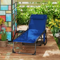 Outsunny Five-Position Reclining Sun Lounger - Dark Blue(m-9)