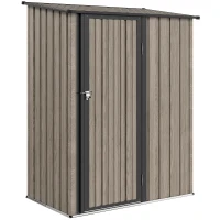 Outsunny 5ft x 3ft Metal Garden Storage Shed, Outdoor Tool Shed with Sloped Roof, Lockable Door for Tools, Equipment, Light Grey(m-1)