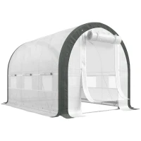 Outsunny 3 x 2(m) Walk-In Tunnel Greenhouse, with Accessories - White(m-1)