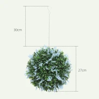 HOMCOM Set of 2 Artificial Plant Topiary Balls, UV-protected Fake Decorative Plants, Blue(m-3)