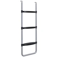 SPORTNOW Galvanised Steel Trampoline Ladder, 2 Steps/3 Steps Outdoor Trampoline Accessories for 6ft, 8ft, 10ft, 12ft, 13ft, 14ft, 16ft Trampoline, 97L x 32Wcm, Silver Tone(m-10)