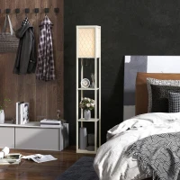 HOMCOM Three-Shelf Standing Lamp - Oak/White(m-8)