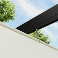 Outsunny 2 x 3(m) Lean To Steel Pergola, with Moving Fabric Canopy - Khaki(m-8)