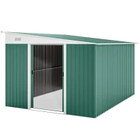 Outsunny Garden Metal Storage Shed Outdoor Metal Tool House with Double Sliding Doors and 2 Air Vents, 11.3x9.2ft, Green(m-11)