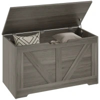 HOMCOM 100L Home Storage Box, with Safety Hinges - Charcoal Grey(m-10)