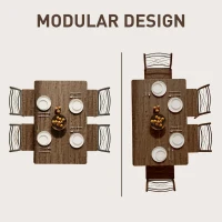 HOMCOM Five-Piece Minimal Dining Set - Oak-Effect/Black(m-7)