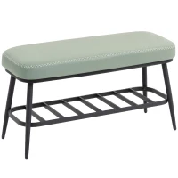 HOMCOM PU Leather Shoe Storage Bench - Green(m-1)