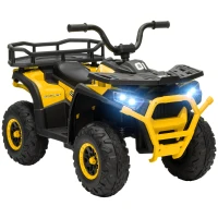 AIYAPLAY 12V Kids Electric Ride on ATV, Battery-Powered Quad Bike w/ Spring Suspension, Forward Backward, Storage Basket, Yellow(m-1)