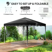 Outsunny 3 x 3cm Adjustable Height Pop-Up Gazebo, with Bag - Black(m-5)