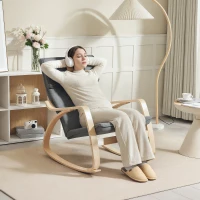 HOMCOM Comfortable Relax Rocking Chair, Upholstered Lounge Chair Recliner with High Back and Headrest for Living Room, Bedroom, Grey(m-2)